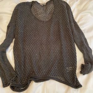 Helmut Lang Grey/white crochet effect sweater